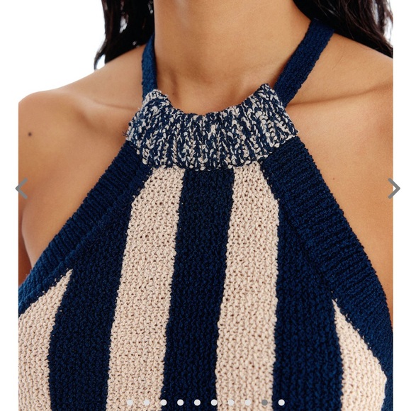 EENK ULLYD Ullid Knit Halter Top + shorts - Navy Beige Stripe SZ M $598 - Picture 9 of 10